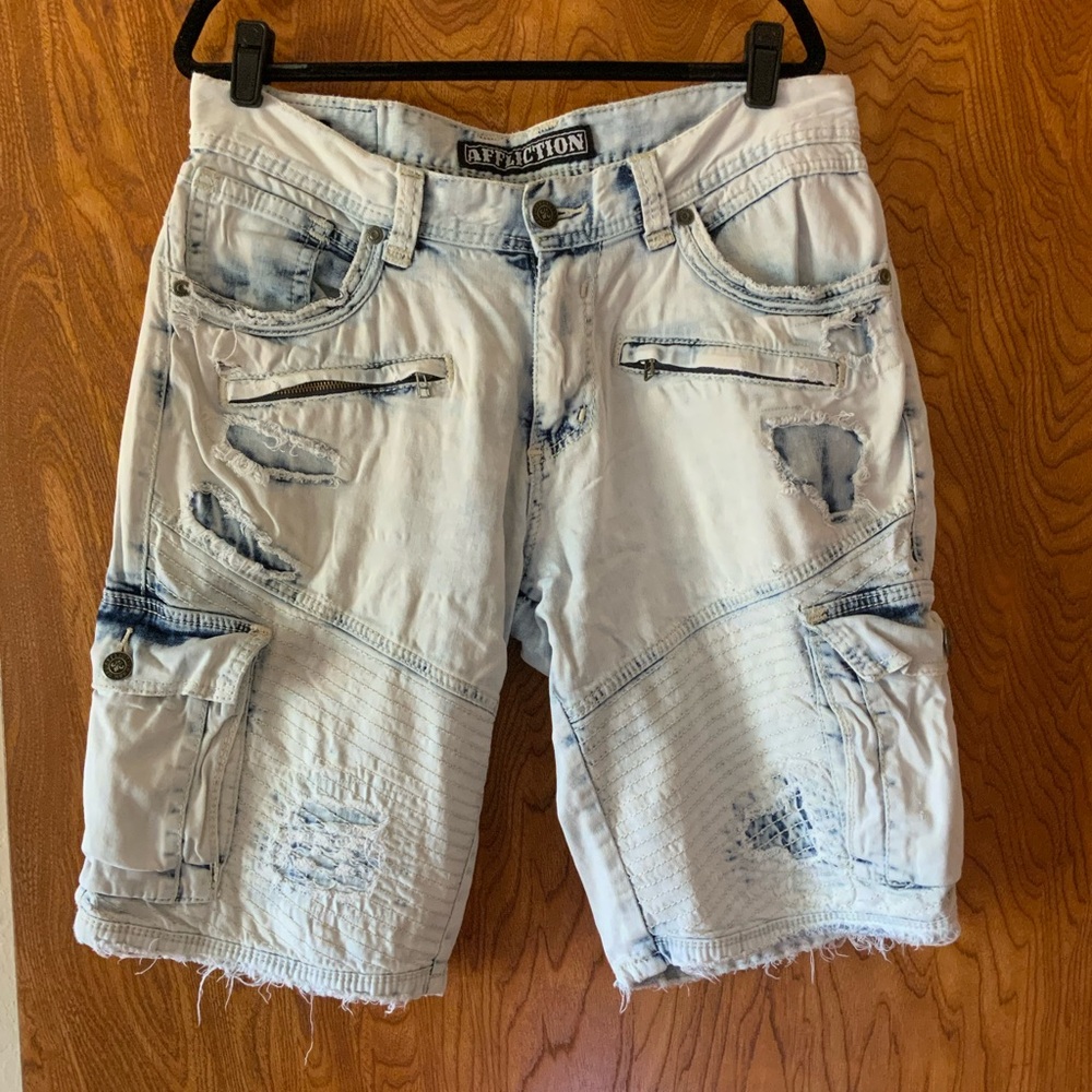 Affliction Men's Cargo Shorts - Light Blue
